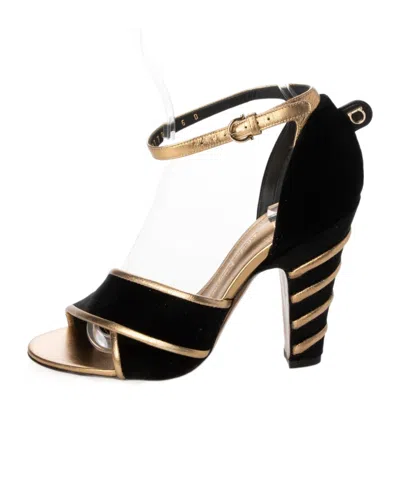 Ferragamo Logo Details High-heeled Sandals In Black