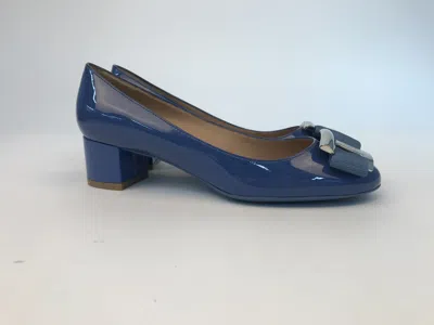 Ferragamo Logo Details High Heels In Blue