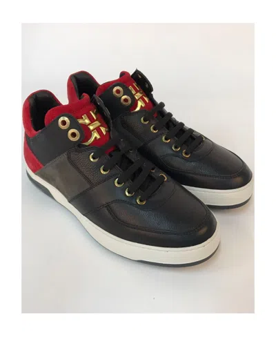 Ferragamo Logo Details High-top Casual Sneakers In Black
