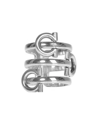 Ferragamo Logo Details Ring In Gray