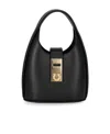Ferragamo Archive Gancio Leather Hobo Bag In Black
