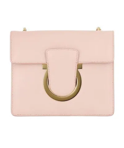 Ferragamo Logo Details Shoulder Bag In Nude