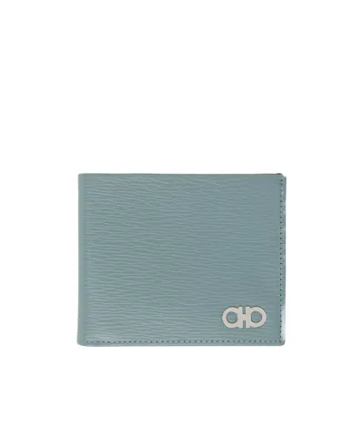 Ferragamo Logo Details Wallet In Gray