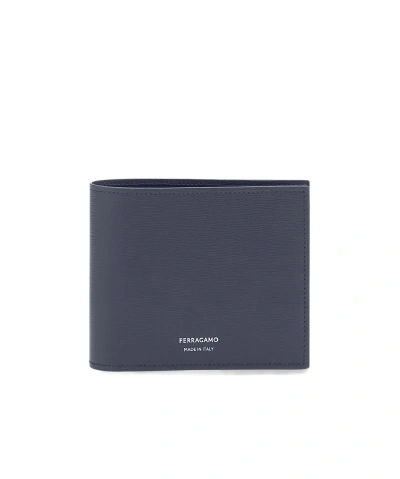 Ferragamo Logo Bi-fold Leather Wallet In Midnight Blue