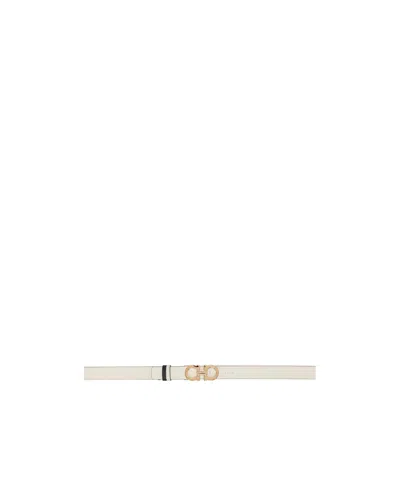 Ferragamo Logo Double Side Belt In White