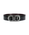 Ferragamo Black And Brown Reversible Belt With Gancini Detail In Smooth Leather Man In Black