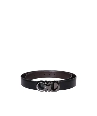 Ferragamo Logo Double-sided Belt In Black