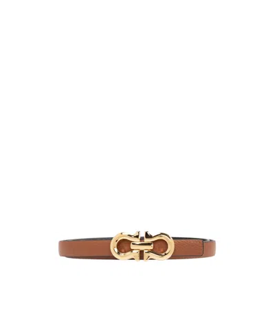 Ferragamo Logo Double-sided Belt In Brown