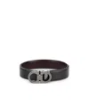 Ferragamo Black And Brown Gancini Reversible Leather Belt In Black