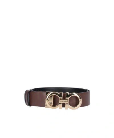 Ferragamo Logo Double-sided Belt In Orange