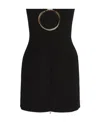 Ferragamo Pure Wool Mini Dress With Tulle Insert In Black