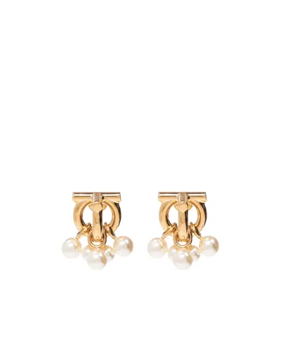 Ferragamo Logo Earring In Yellow