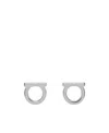 Ferragamo Gancini Stud Earrings With Glossy Gold Finish In Gray