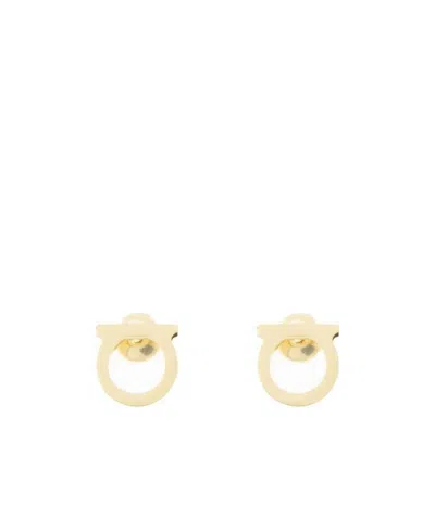 Ferragamo Logo Earrings In Yellow