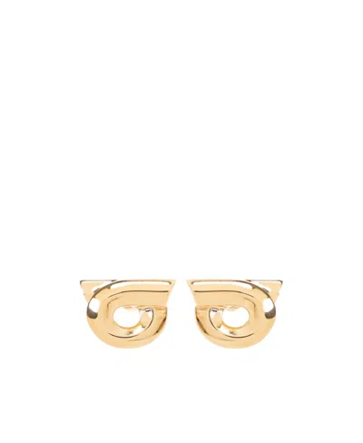 Ferragamo Logo Earrings In Yellow
