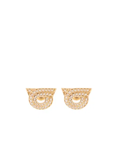 Ferragamo Logo Earrings In Gold
