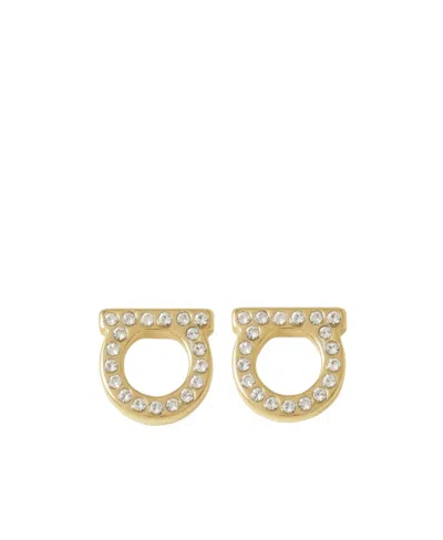 【Ferragamo】ダブル Gancini イヤリング（ゴールド） フェラガモ ピアス アクセサリー レディース 3D ガンチーニ