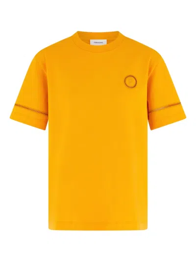 Ferragamo Logo-embellished Crew-neck T-shirt In Yellow