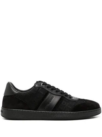 Ferragamo Logo-embellished Sneakers In Black