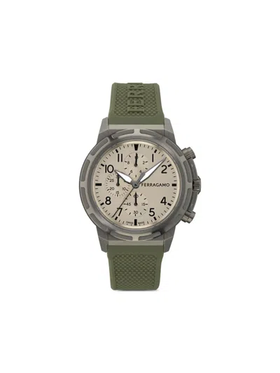 Ferragamo Logo-embossed 44mm In Grey