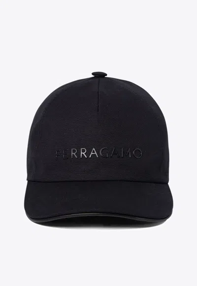 Ferragamo Logo-embossed Baseball Cap In Black