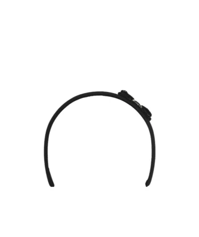 Ferragamo Logo Embossed Bow Headband In Black