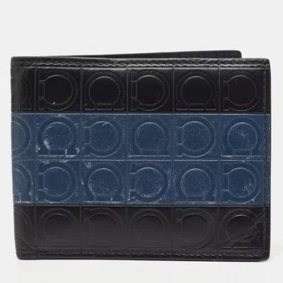 Ferragamo Logo Embossed Leather Bifold Wallet In Blue