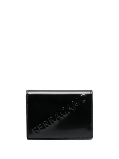 Ferragamo Logo-embossed Leather Cardholder In Black