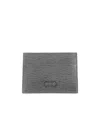 Ferragamo Logo-embossed Leather Cardholder In Gray
