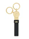 Ferragamo Logo-embossed Leather Keychain In Black