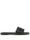 Ferragamo Leather Sandals With Logo In Black
