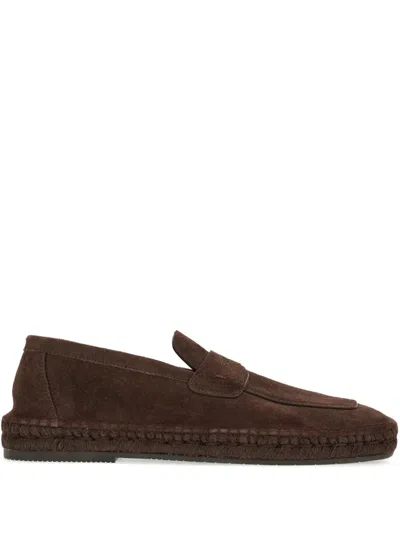 Ferragamo Logo-embossed Suede Espadrilles In Brown
