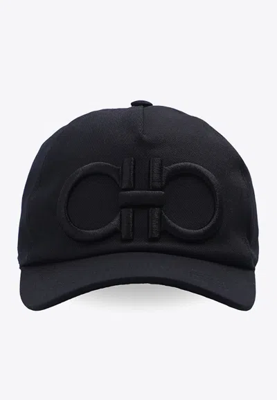 Ferragamo Logo-embroidered Baseball Cap In Black