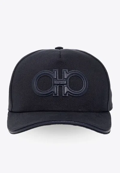 Ferragamo Logo-embroidered Baseball Cap In Navy