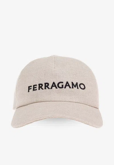 Ferragamo Logo Embroidered Baseball Cap In Neutral