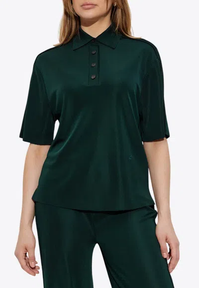 Ferragamo Logo Embroidered Knitted Polo T-shirt In Green