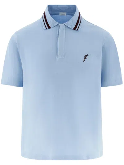 Ferragamo Logo-embroidered Polo Shirt In Blue