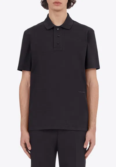 Ferragamo Logo Embroidered Polo T-shirt In Black