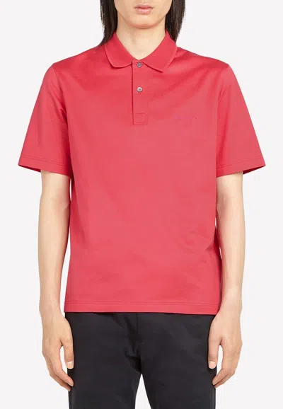 Ferragamo Logo Embroidered Polo T-shirt In Hot Pink