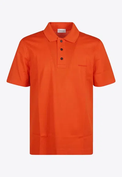Ferragamo Logo Embroidered Polo T-shirt In Orange