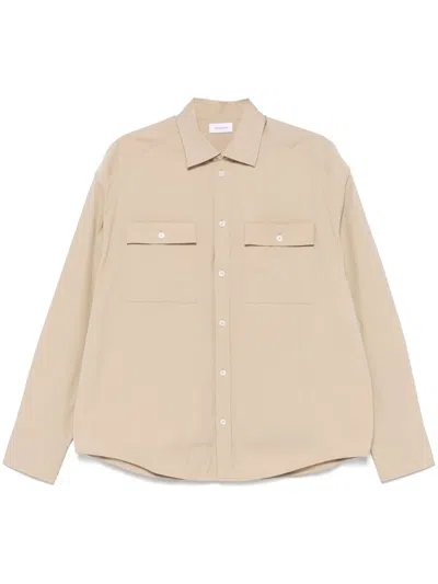 Ferragamo Logo-embroidered Shirt In Neutrals
