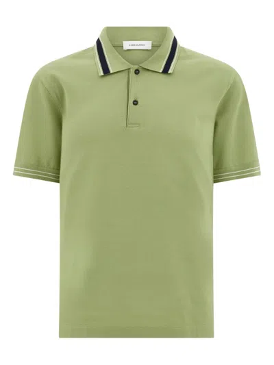 Ferragamo Logo Embroidered Striped Polo Shirt In Green