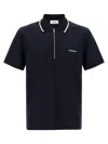 Ferragamo Cotton Polo Shirt With Zip Closure In Blue