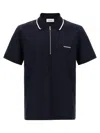 Ferragamo Cotton Polo Shirt With Zip Closure In Blue