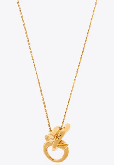 Ferragamo Logo-engraved Pendant Necklace In Gold