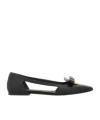 Ferragamo Logo Flat Ballet Shoes In Black