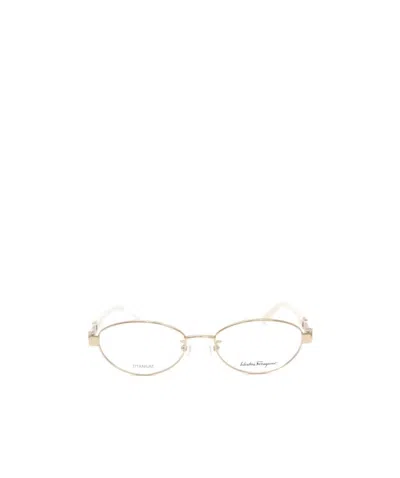 Ferragamo Logo Flat Mirror In Nude