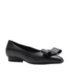 Ferragamo Zeri Bow-embellished Leather Point-toe Flats In Black