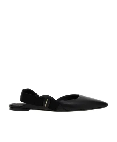 Ferragamo Logo Flat Shoes In Black