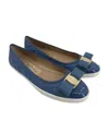 Ferragamo Logo Flat Shoes In Blue